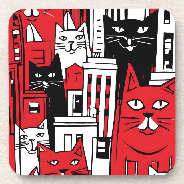 Katzen in New York Getränkeuntersetzer (Vorderseite)