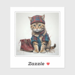 Katzen in Scottish Disguise - charmante Katzen Aufkleber