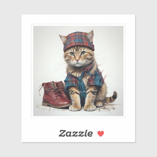 Katzen in Scottish Disguise - charmante Katzen Aufkleber (Blatt)