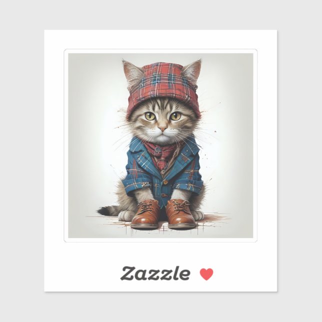 Katzen in Scottish Disguise - charmante Katzen Aufkleber (Blatt)