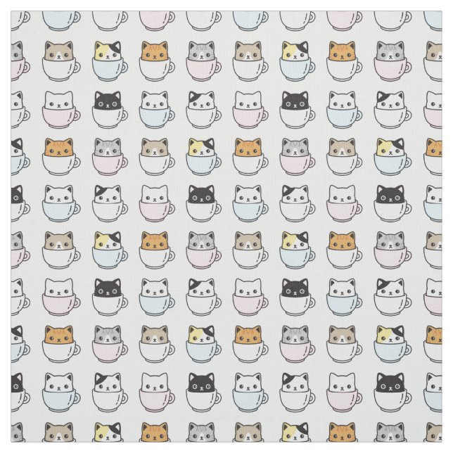 Katzen in Teacups Stoff (Muster)