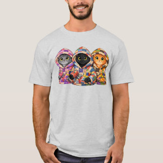 Katzen in umgenähten Quilt Hoodies TShirt