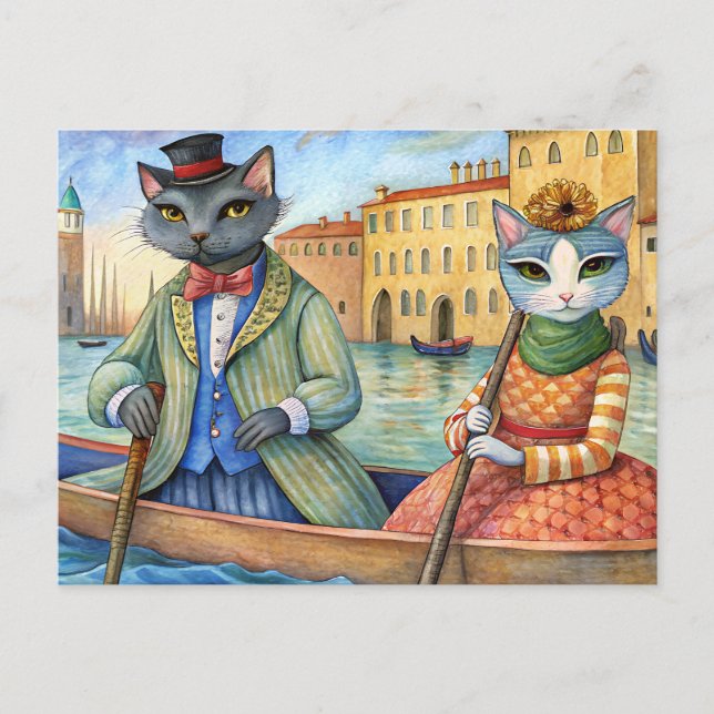 Katzen in Venedig, Italien Feiertagspostkarte (Vorderseite)