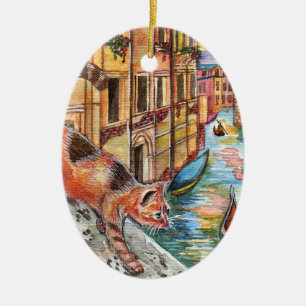 Katzen in Venedig Keramik Ornament