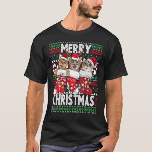 Katzen In Weihnachten Strumpf Katzen Weihnachten W T-Shirt