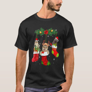 Katzen in Weihnachts-Socken-Pyjamas Familienkatze T-Shirt