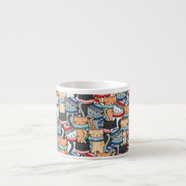 Katzen in Winterskarven und Hats-Muster Espressotasse