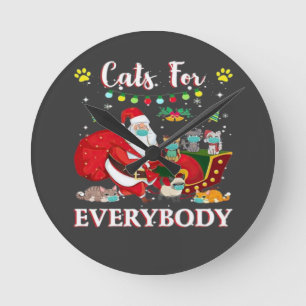 Katzen Jedermann Weihnachten Runde Wanduhr