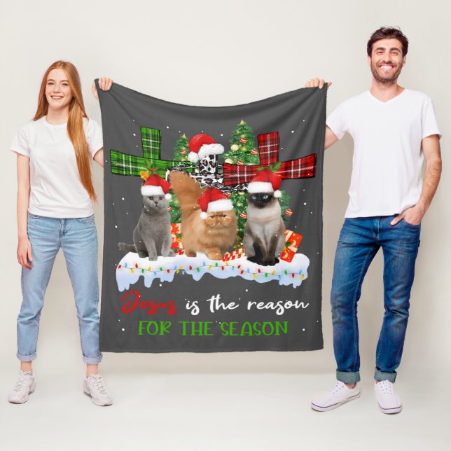 Katzen Jesus ist Grund für die Weihnachtsfeier häs Fleecedecke (Beispiel)
