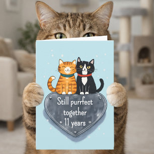 Katzen-Jubiläum 11. Hochzeitstag Karte