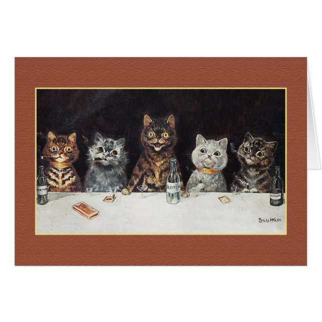 KATZEN-JUNGGESELLE-PARTY, Vintager Louis Wain (Vorderseite (Horizontal))