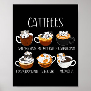Katzen- & Kaffee-Liebhaber Lustige Koffein-Zitate Poster
