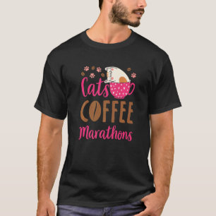 Katzen Kaffee-Marathons Katzen-Marathon-Läufer T-Shirt