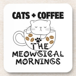 Katzen + Kaffee = Meowgical mornings.w Getränkeuntersetzer