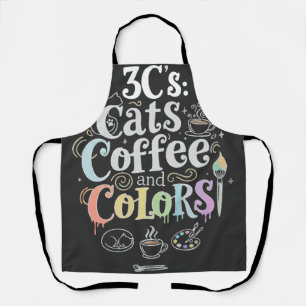 Katzen Kaffee und Farben Schürze