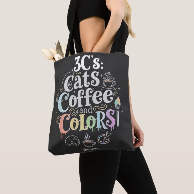 Katzen Kaffee und Farben Tasche (Von Nahem)