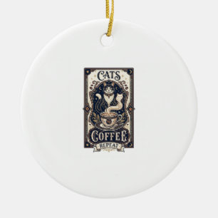 Katzen Kaffee Wiederholung Katze Kaffee Vintage Ve Keramik Ornament
