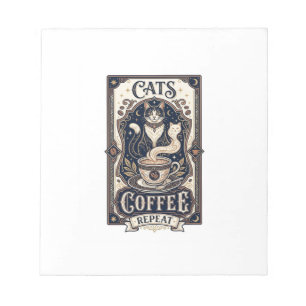 Katzen Kaffee Wiederholung Katze Kaffee Vintage Ve Notizblock