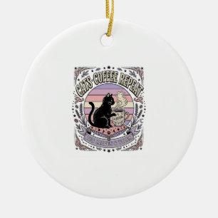 Katzen Kaffee Wiederholung Katze Tee Blätter Kaffe Keramik Ornament