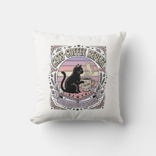 Katzen Kaffee Wiederholung Katze Tee Blätter Kaffe Kissen