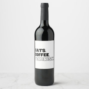 Katzen Kaffeefeminismus Weinetikett
