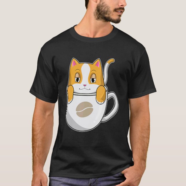 Katzen-Kaffeetasse T-Shirt (Vorderseite)