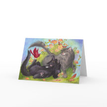 Katzen, Kardinäle und Rosen/erhalten wohle Karte