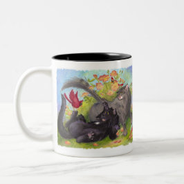 Katzen, Kardinäle und Rosen/Tasse Zweifarbige Tasse