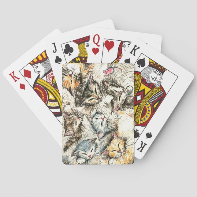 Katzen, Kätzchen und rosa Mausspielzeug Spielkarten (Rückseite)