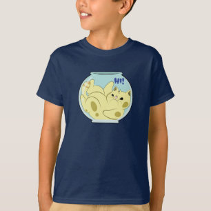 Katzen - Katze In einer Fischschüssel sagt Hi T-Shirt