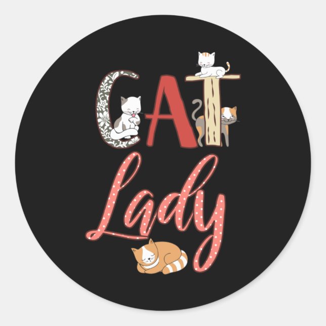 Katzen - Katze Lady Cat Lover Runder Aufkleber (Vorderseite)
