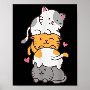 Katzen Katzen Niedlich Kitty Pile Anime Kawaii Nek Poster