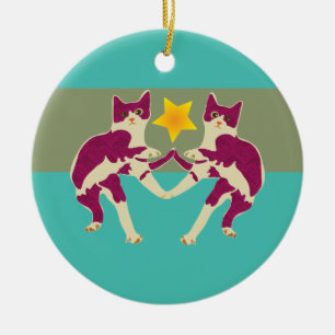 Katzen Keramikornament