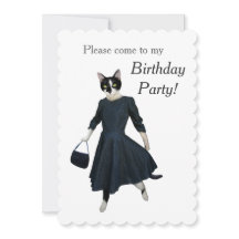Katzen-Kleidergeburtstags-Party Einladung