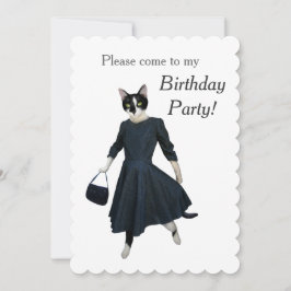 Katzen-Kleidergeburtstags-Party Einladung