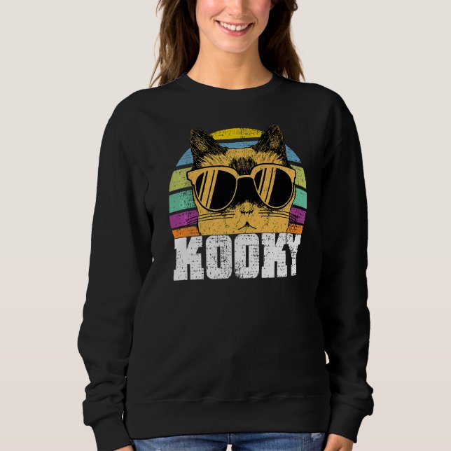 Katzen Kooky Katze Sonnenbrille tragen 4 Sweatshirt (Vorderseite)