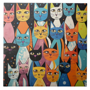 Katzen-Kritzelkunst Fliese