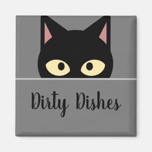 Katzen Küchen Dekor' Schwarze Katze Schmutziges Ge Magnet