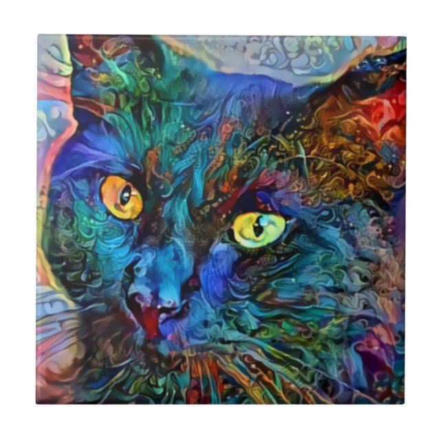 Katzen-Kunst 1 Trivet Fliese (Vorderseite)