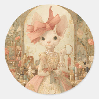 Katzen – Kunstporträt der viktorianischen Katze - Runder Aufkleber