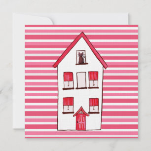 Katzen-laden Haus Striped ZuhauseHousewarming ein Einladung