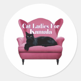 Katzen Ladys für Kamala. Runder Aufkleber