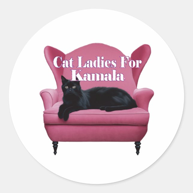 Katzen Ladys für Kamala. Runder Aufkleber (Vorderseite)