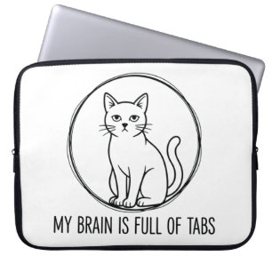 Katzen-Laptop-Hülle - Gehirn voller Tabs Laptopschutzhülle