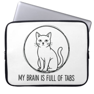 Katzen-Laptop-Hülle - Gehirn voller Tabs Laptopschutzhülle