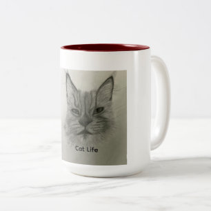 Katzen-Leben-Tasse Zweifarbige Tasse