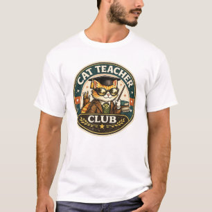 Katzen-Lehrer-Club Retro-Abzeichen T-Shirt