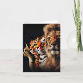 Katzen-, Leopard-, Tiger- und Löwenleunenkarte Feiertagskarte