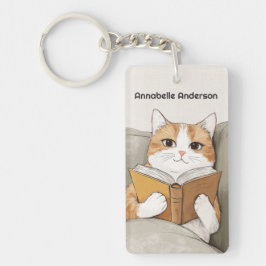 Katzen lesen eines Buches personalisieren Schlüsselanhänger