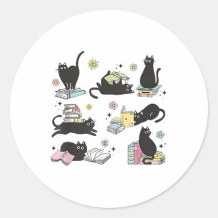 Katzen Lesen von Büchern Shirt Katze Lover Kitten Runder Aufkleber